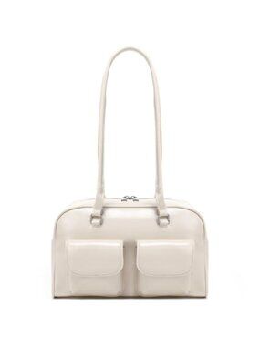 Women's PU Leather Shoulder Bag with Multi Pockets Baguette Handbag
